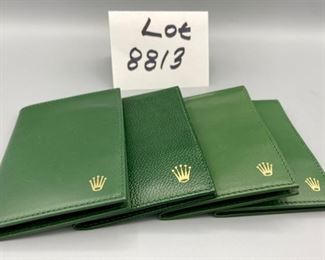 Lot 8813 $225.00 Each (Have 4) New Rare Authentic Rolex 100.25.34 Sea Dweller Wallet with 16600 Divers L Extension Link.  The Classic Rolex Green Wallet, Special Rolex 2 Sided Tool, Decompression and Dive Tables.  Sells for $338.00 + on Ebay and those are pre-owned.