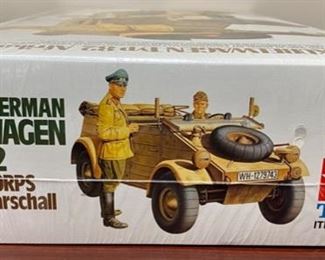 Lot 8814 $95.00  Tamiya 1/16 Scale Kit 36202 German Kubelwagen Type 82  Africa Corps With Rommel Brand New Sealed. These models are all in excellent condition and many are sealed in original shrink wrap similar to this Model.  This model is highly accurate static display model kit. Authentically Reproduced 4 Cylinder Engine,Tools, Instrument Panel, Seats, Jerry Can and Independent Suspension.  Open and Close Doors, Steerable Front Wheels, Pneumatic Balloon Air and Realistic Figures of Field Marshall Rommel and Driver.