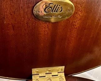 Lot 8778. $750.00  Very Rare Ellis Line by Sligh Game Table in Mahogany with Leather Top. The Drawer pulls out to reveal the Chess and Backgammon Game Boards. Hidden Storage for Chess and Backgammon Pieces (Not Included) pull up for storage.