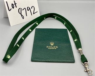 Lot 8792  $50.00 New Vintage and Rare Rolex Green Leather Card Wallet/Holder #0101.40.34 and Rolex Lanyard, both in Brand New Condition.  