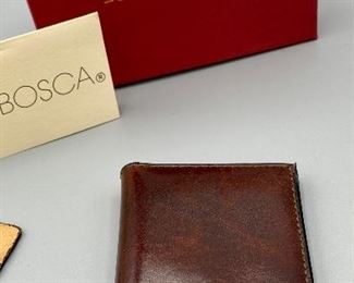 Lot 8798A. $25.00  Business Card Holders by Bosca, in Cognac Old Leather.  Original Boxes and Bosca Information included.