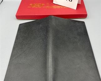 Lot 8798C $50.00 New Business Card File/Holder in Black Saddler Leather by Bosca