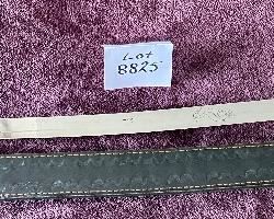 Lot 8825.  $75.00   Sword and Sheath from Pakistan.  Sword measures 42" L for Point to End of Hilt.  Blade is 32" L x 1" W.   The Pommel, and Cross Guard at Brass. Sheath is Leather,