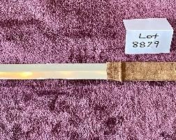 Lot 8829  $95.00  Sword without Scabbard.  Leather/Suede Grip with Brass Cross-Guard and Pommel.  Look like and Knights Sword with Heavy Stainless Steel Blade. How about a little Game Of Thrones Party.  42" Long x 1 1/2 " W Blade. 
