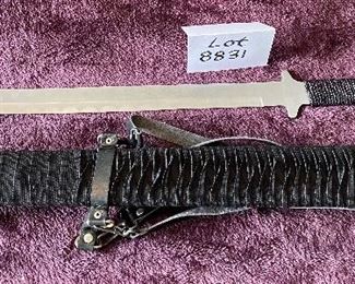 Lot 8831 $80.00 Katana Style Sword and Sheath for wearing on your back. Rope Grip, Stainless Steel Blade.  Made in Pakistan.  31" L x 1 1/4" Blade