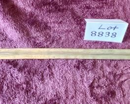 Lot 8838  $100.00 Antique/Primitive Blade without Hilt or Grip.  Looks and feels hand-made.  No identifying markings or names on the blade  32 1/2" L x 1" W Blade.  Looks to be Middle Eastern or possibly African.  