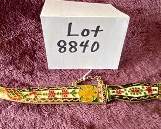 Lot 8840. $50.00  Brass Dagger completely decorated with semi-precious stones.  Nice weight and feel.  7 1/2 L x 1" W.