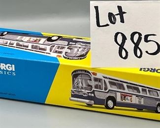 Lot 8858. $48.00.  NIB Corgi Classics San Diego Transit Fishbowl Bus 1:50, #54501, GM 5301 Exc. Cond. Box has tape mark; bus never opened from protective covering!  Sold on line for $114.00+ c.1996