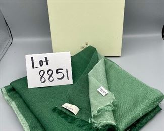 Lot 8851. $175.00. Rolex Branded Ombre Light to Dark Green Silk Pashmina. Beautifully soft. Includes Rolex box with tissue. Hand Made in Nepal