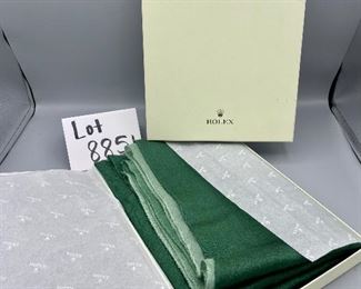 Lot 8851. $175.00. Rolex Branded Ombre Light to Dark Green Silk Pashmina. Beautifully soft. Includes Rolex box with tissue. Hand Made in Nepal