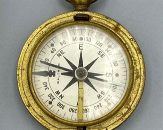 Lot 8847  $75.00 Waltham U.S. Army WWII Pocket Compass in Brass. Very Unique, looks like a pocket watch.  In Plastic case for display.