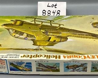 Lot 8848  $70.00 Vintage 1969 "New" Revell Bell HueyCobra Helicopter 1:32 Scale. Over16 1/2" Long Fuselage and 18" Rotor Span.