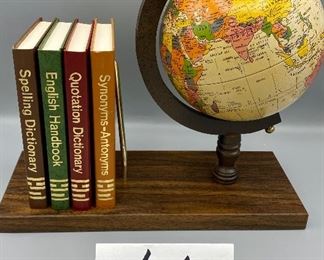 Lot 8809 $45.00  " The Revere" 6" Repogle Globe and Mini Reference Books on Wood Base.   Base 12" L x 5 " W and 1" D, Globe 6" Diameter.  Great Father's Day or Grad Gift
