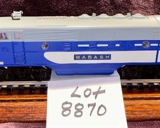 Lot 8670  $200.00  Lionel O-Gauge 6-14582  2240 P Wabash F-3 Powered A-Unit.  Includes Trainmaster Command, Magnetraction, Diesel Locomotive.  No B-Unit  Original Box, Tested.