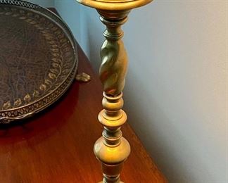 Lot 8777B.  $275.00. Beautiful Candle Stick Brass Lamp by Chapman Co.  These lamps are some of the most exquisite lamps on the market both New or Used.  Black Shade with Foil Interior.  Similar Chapman Lamps sell for over $900.  