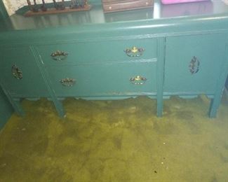 Green wooden dresser  $50