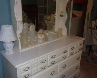 White wooden dresser and mirror $65