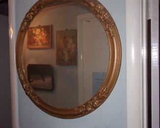 Round gold mirror $25