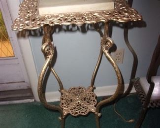 Metal and marble plant stand $100