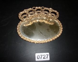 Mid-Century lipstick holder with vanity mirror, approximately 6 in wide