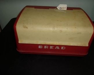Mid-Century, Lustreware red/white bread box