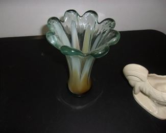 Hand blown, pulled glass vase