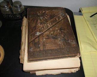 "The Dixie Cookbook" in poor condition but probably from the 1800's.