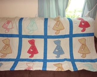 Holly Hobbie quilt has some damage that will need to be repaired. Still lovely and unique