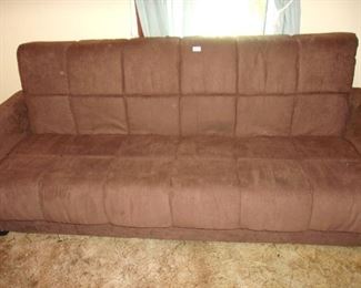 Brown Microfiber sofa 7 ft long, folds out flat