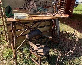 Vintage ironing boards & yard tools