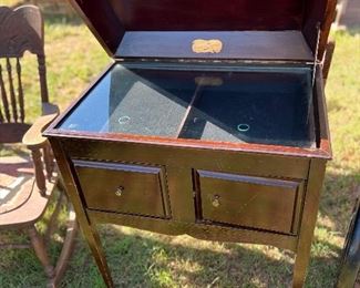 Converted victrola to display case