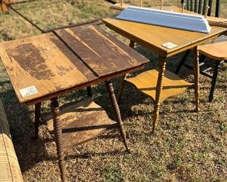 Vintage glass ball and claw side table