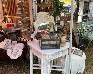 Wicker table and chicken house light