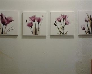 SET OF 4 FLORAL ART