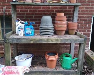 Large wooden potting bench
