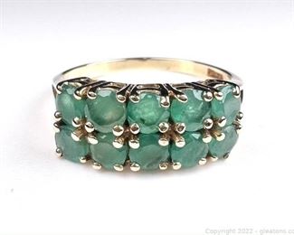 10kt Double Row Emerald Ring