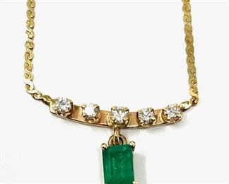 14kt Emerald and Diamond Necklace