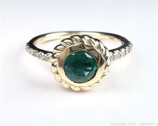 14kt Yellow Gold Synthetic Emerald Ring