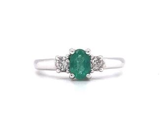 Appraised USD1300 Emerald and Diamond 10k Ring