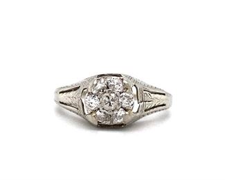 Appraised USD4000 Antique 18k pt5 TCW Diamond Ring