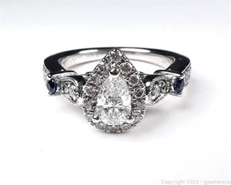 Beautiful Designer Vera Wang Diamond and Sapphire Ring