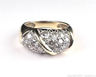 Pave Diamond Dome Ring in 14kt Yellow Gold