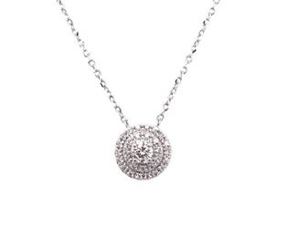 USD1080 Appraised 14K White Gold Cluster Pendant Including Chain