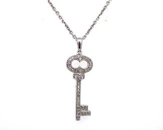 USD1300 Appraised Sterling Silver Key Pendant Including 20 Inch Chain
