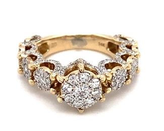 USD4000 Appraised 14K Yellow Gold and 14K White Gold Cocktail Ring