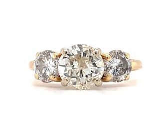USD5500 Appraised 14K Yellow Gold Three Stone Engagement Ring