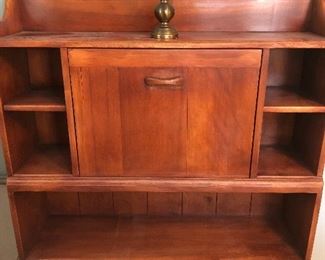 Unique drop down desk with shelving and storage 