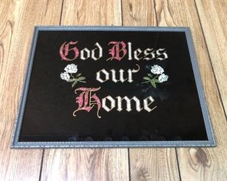 Retro God Bless Our Home 