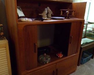 danish modern teak piece, top flips up