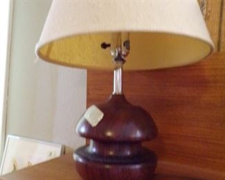 pair of these mid century teak lamps